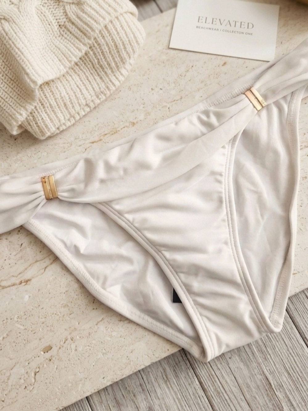 ViX Paula Hermanny Bia Tube Bikini Bottom White Gold Hardware Size S Small Swim